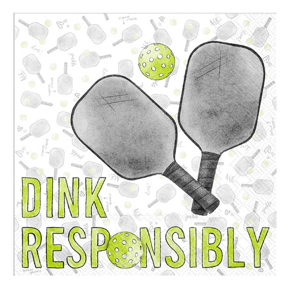 Boston International Pickleball Dink Responsibly Cocktail Beverage Napkins, 40ct